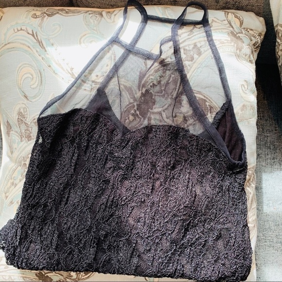 Kimchi Blue | Black Racerback Lace Lined Sheer Top Sleeveless Tank Shirt Top S - Picture 6 of 7